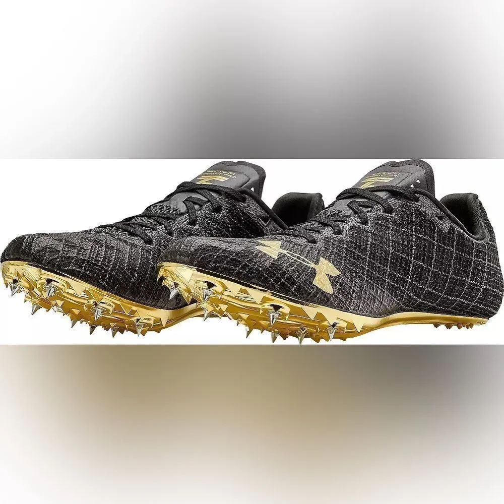 Under Armour Sprint Pro 3 Track and Field sprint spike Shoes black gold size 9